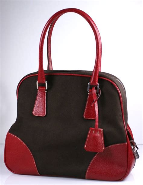 prada bowling bag red|Prada canvas purse.